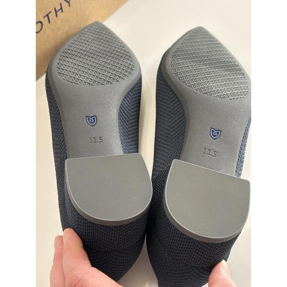 Rothy's The High Point Block Heel Women's 11.5 Navy Herringbone Knit Shoes NEW - Picture 9 of 16